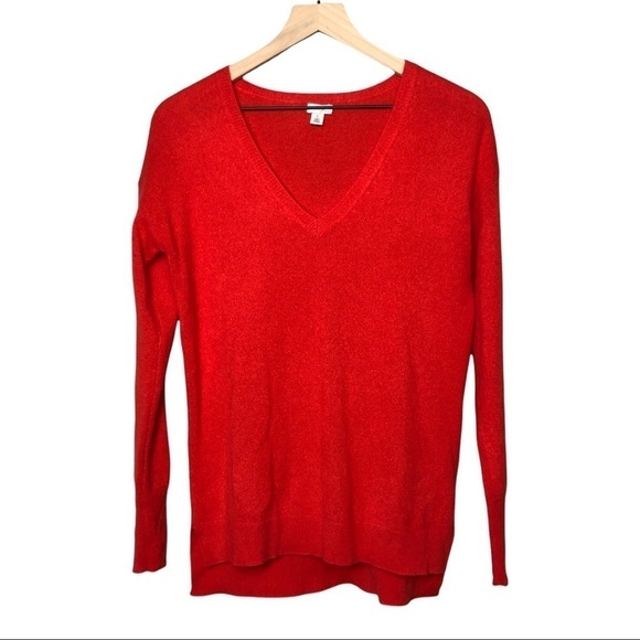 HALOGEN 100% Cashmere Sweater Autumn Red V-Neck‎ Fall Holiday Pullover Size S - Picture 4 of 8